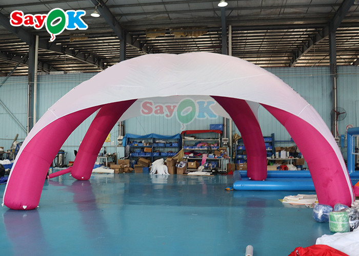 Event Sponsored X Shape Inflatable Spider Tent Advertising Promo Tent White And Pink
