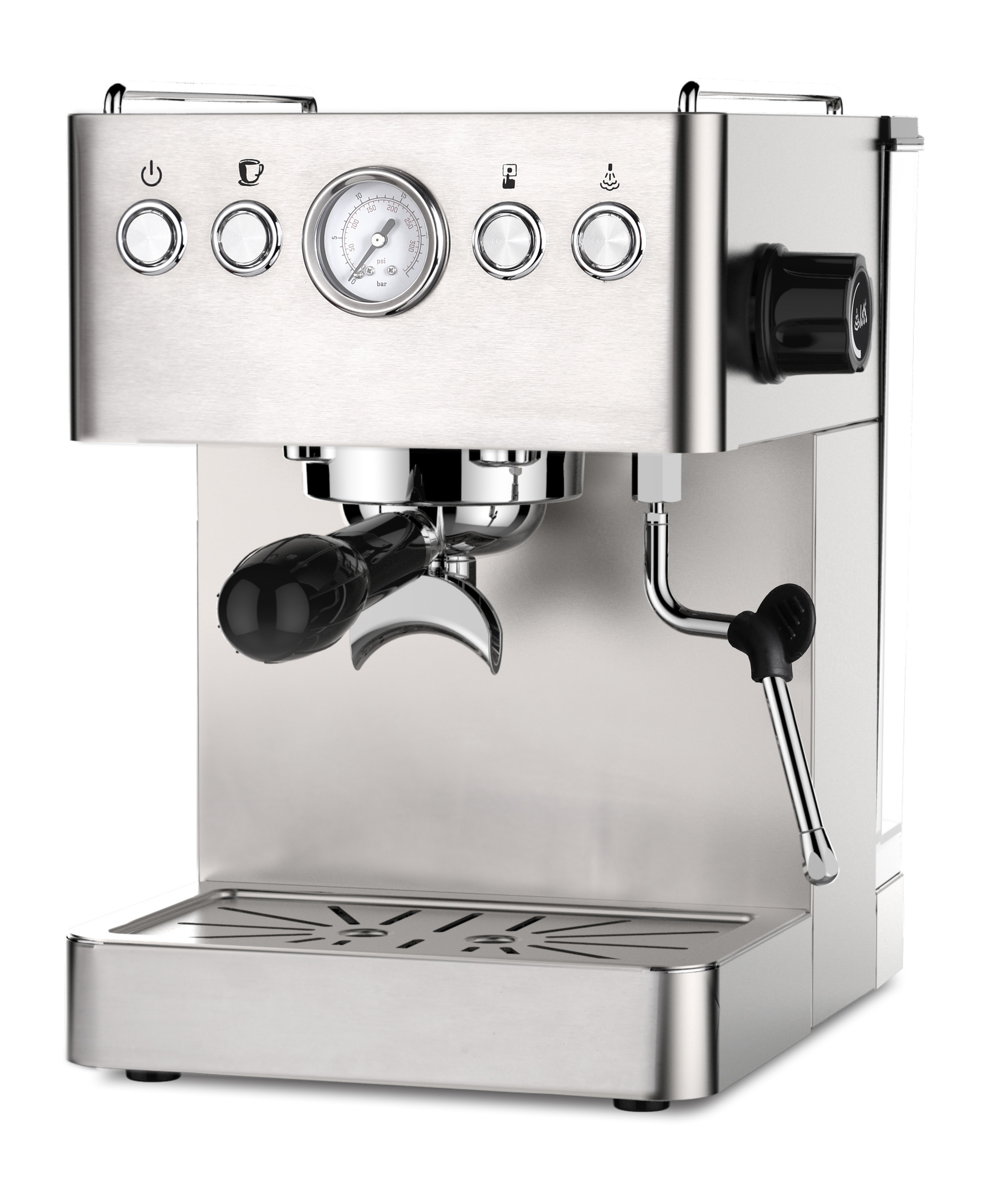 220V Home Semi Automatic Espresso Machine Stainless Steel Steam Wand