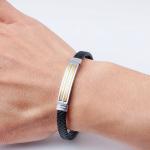 Leather rope bracelet trendy retro leather woven stainless steel men's bracelet