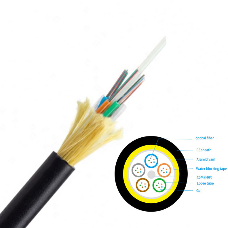 Aerial G.652D SM 48 Core Single Mode Fiber Optic Cable / ADSS Optical Fibre Cable