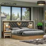 American Wood Frame Double Leather King Size Bed Home Master Room Suite Wooden