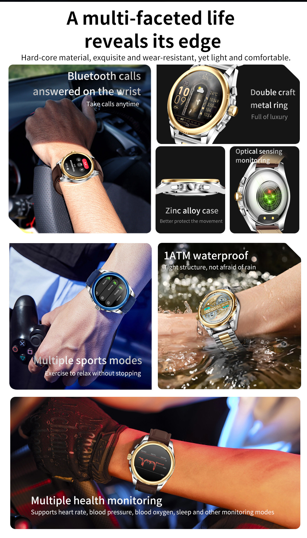 All Metal Amoled Bluetooth Calling Smartwatch Sports Mode Round Shape