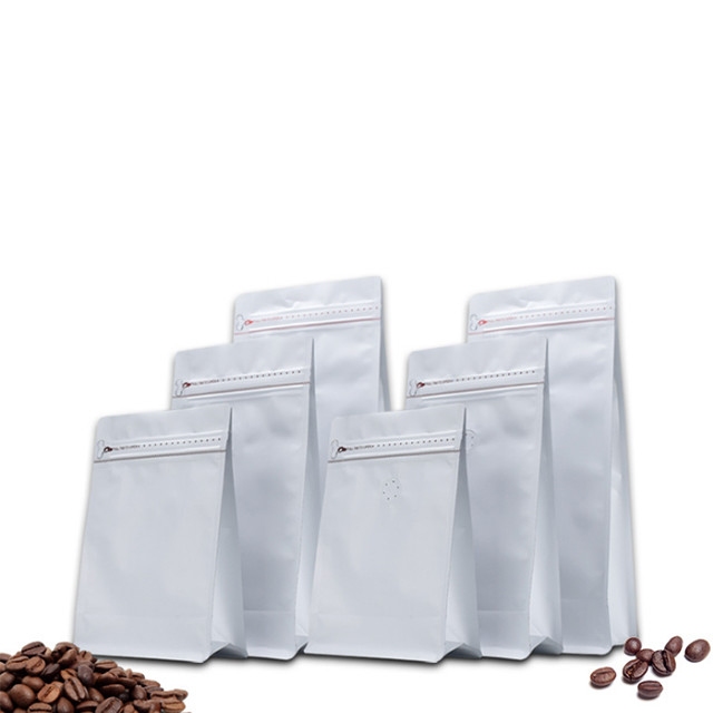 half lb/8oz Stand Up Coffee Bag/Flat Bottom Pouch with Air Release Valve and Reusable Side Zipper/Smell Proof Bags
