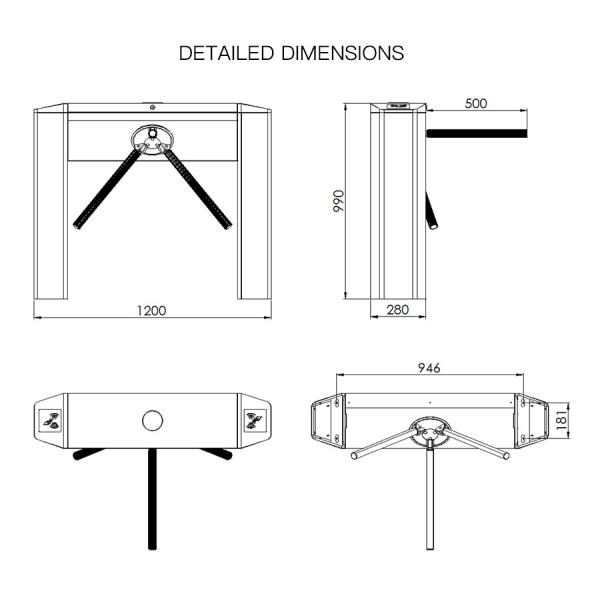 HCW Security Entrance Barrier Systems Tripod Turnstile Gate Mechanism Controlled Access Turnstiles