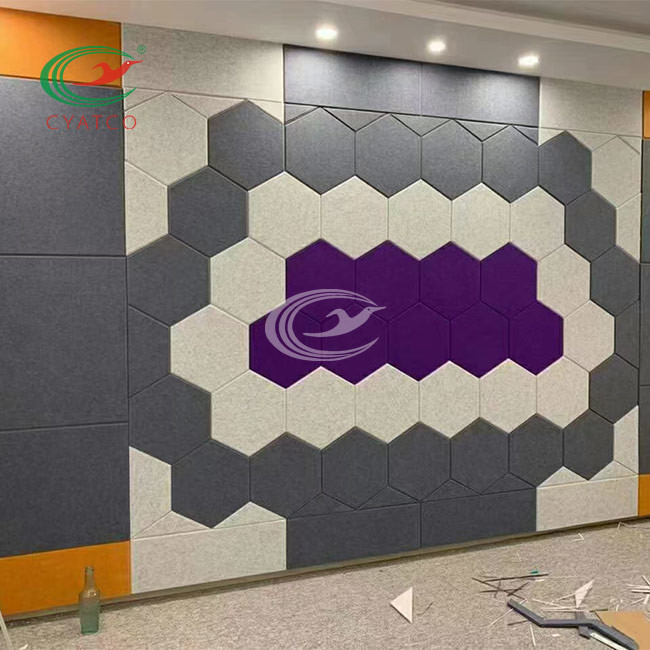 Fireproof Nontoxic Hexagon Sound Panels , Multipurpose Hexagon Acoustic Tiles