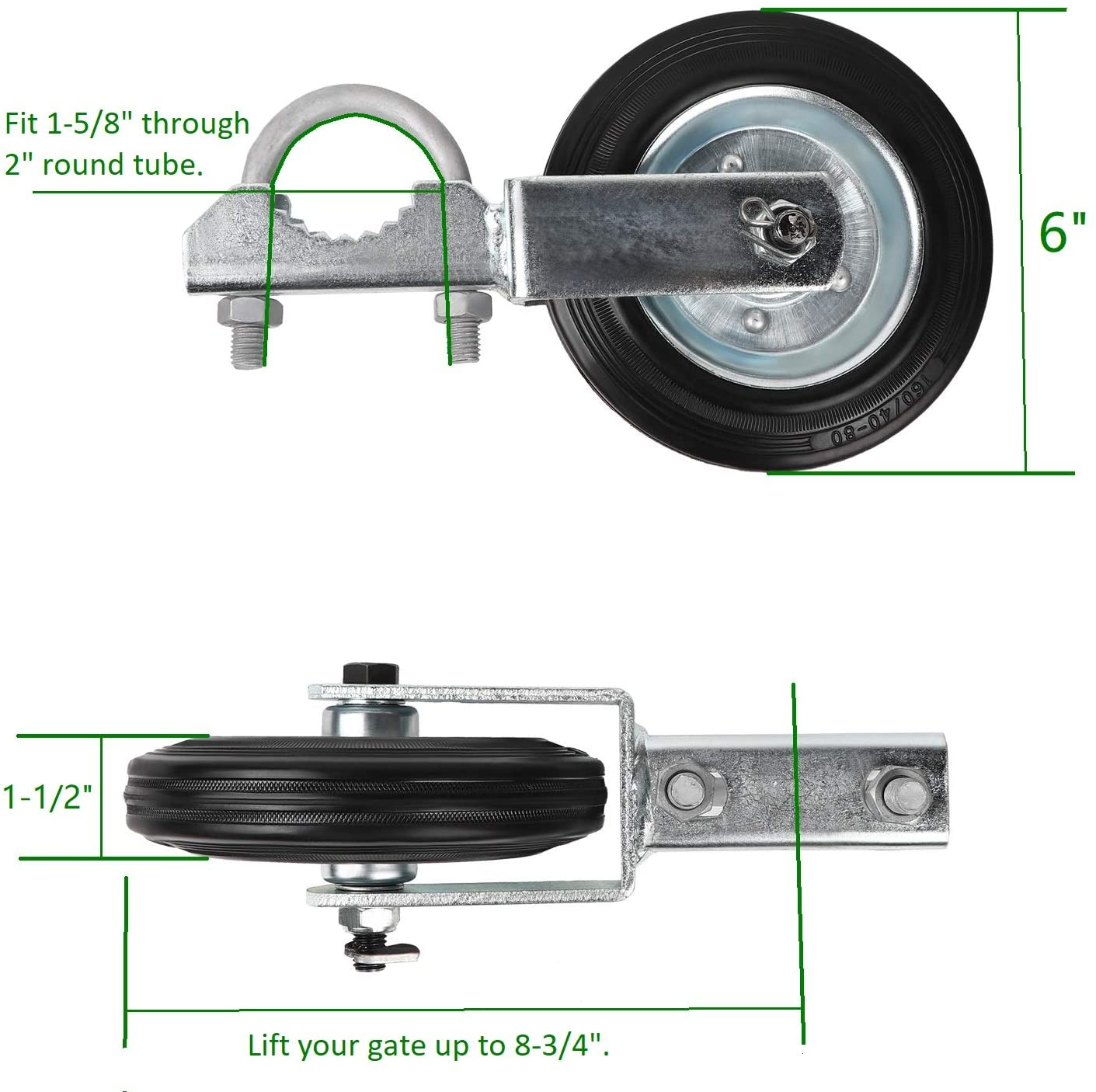 6" Gate Wheel Gate Support Wheel for Chain Link Fence Swing Gate