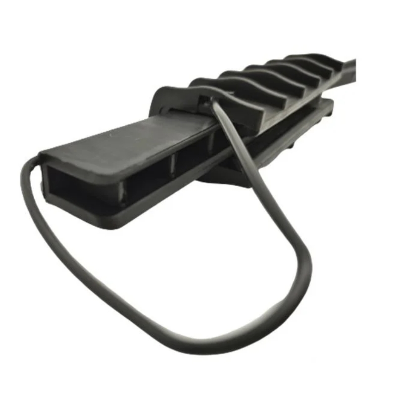 Black Fiber Optic Anchor Clamp for FTTH Suspension Plastic Tension Dead End Cable