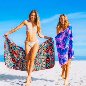 Wholesale Microfibre Sublimation Beach Towels Green And White Striped from china suppliers