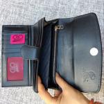 Stripe Designer Authentic Stingray Skin Women's Long Clutch Wallet Genuine