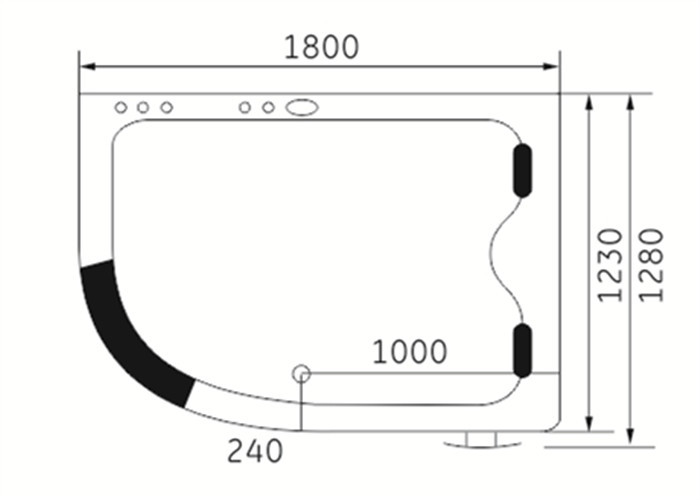 2 person black acrylic corner whirlpool bathtub indoor spa massage bathtub