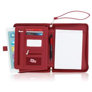 Wholesale Women's Leather Portfolio Folder , Red Faux Leather Business Folio Binder Organizer from china suppliers