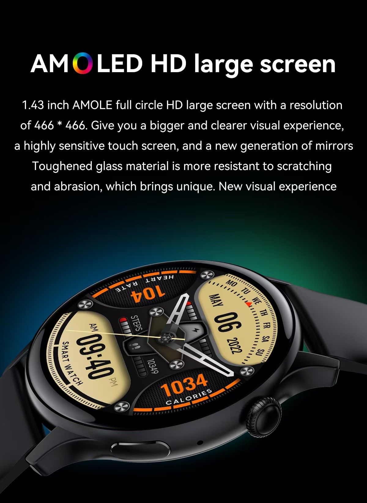 HK85 Smart Watch 1.43 Inch Screen BT Calling Smart Watch Blood Pressure Heart Rate Monitor
