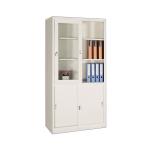 Modern Glass Door Filing Cabinet Movable School Steel Frame Bookshelf
