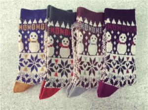 Wholesale Disposable christmas snowman design winter acrylic anti-bacterial dress hosiery for female from china suppliers
