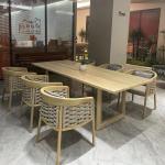 Anti Corrosion Grade 3A Teak Rattan Effect Garden Furniture Sofa Set For Balcony