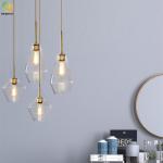 E26 Clear / Amber Glass Nordic Pendant Light For Hotel / Living Room / Showroom