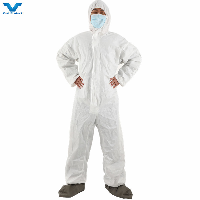 Industrial Safety PPE Protective Clothing Nonwoven Disposable Coveralls with Anti-Slip Grey Shoe Cover