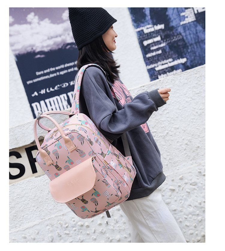 Animal Prints Polyester Rucksack Changing Travel Diaper Bags 27*15*42cm