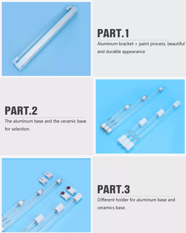 80W 846mm Rechargeable UV Light Tubes Quartz Sterilization 254nm uvc light