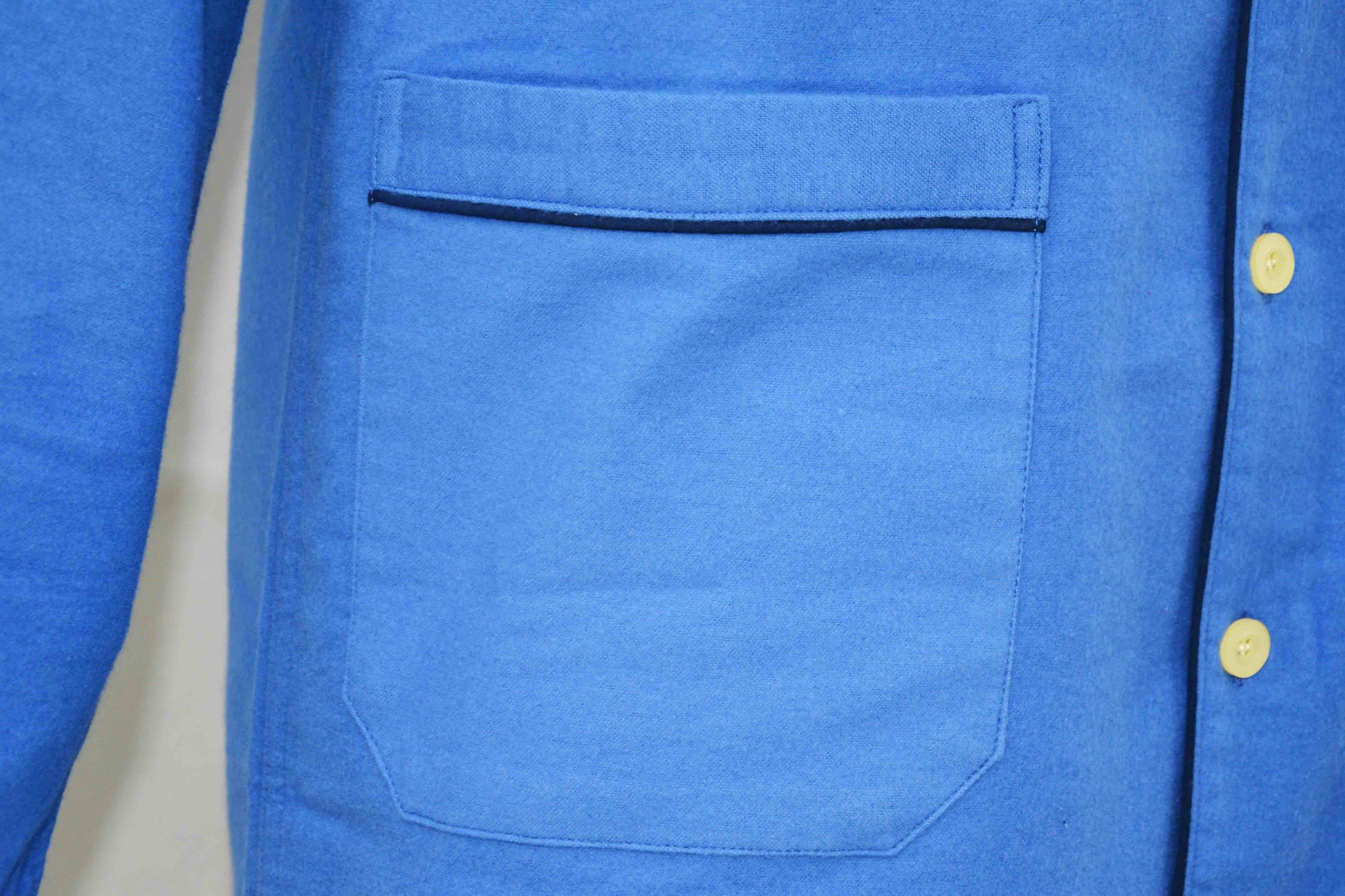 Plain Blue Flannel 100%Cotton Mens Luxury Sleepwear Anti Wrinkle Eco Friendly S - XXL Size