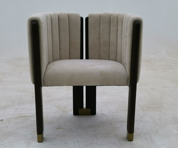 Nordic Single Seat Sofa Chair Black Leather Velvet Three Legs UK-AC026