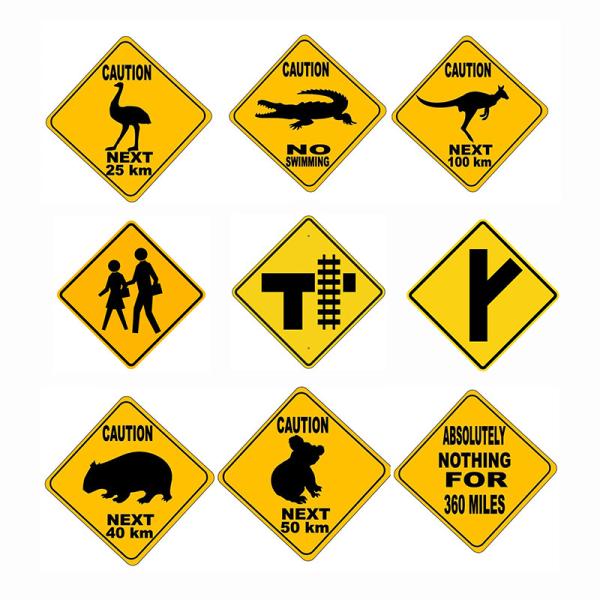 Yellow Animal Pedestrain Crossing Slow Down Warning Signage Reflective Traffic