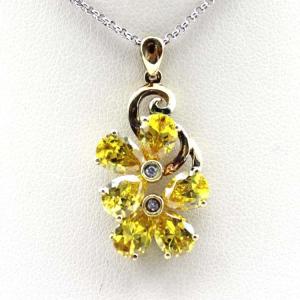 Wholesale 18K Gold Plated Sterling Silver Jewelry Yellow Cubic Zircon Flower Pendant ( P39) from china suppliers