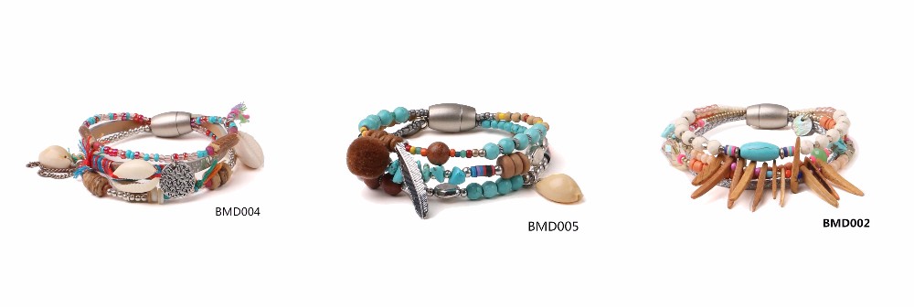 jewellery spring and summer new collection leather magnetic bracelet, fashion jewelry layers pu leather magnetic turquoi