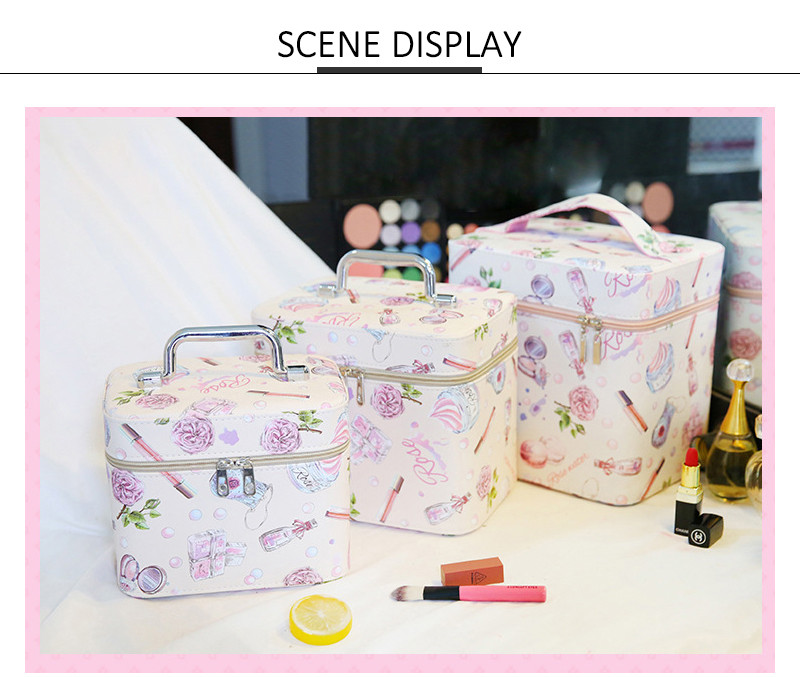 Girls Perfume PU Leather Cosmetic Makeup Bag Case