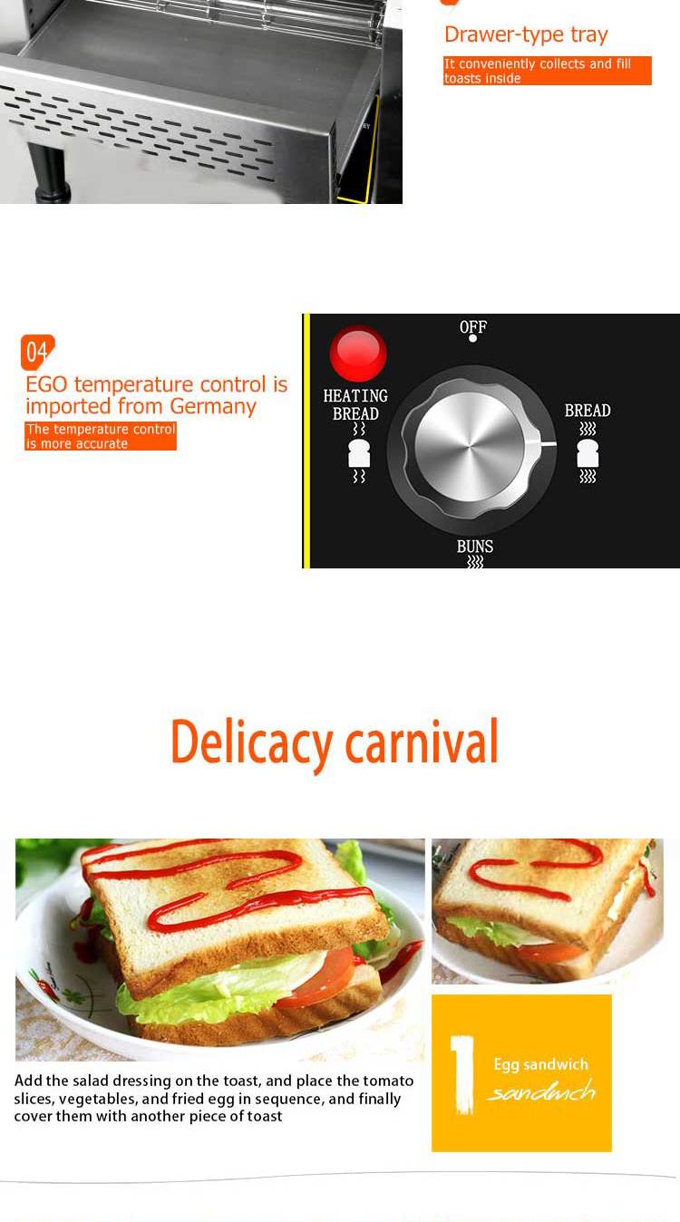 Stainless Steel Housing Commercial Electric Belt Conveyor Bread Toaster for Commercial