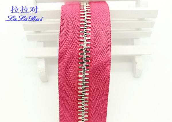 High Polished Gold Long Chain Zipper Pink Polyester Tape For Garments / Bags