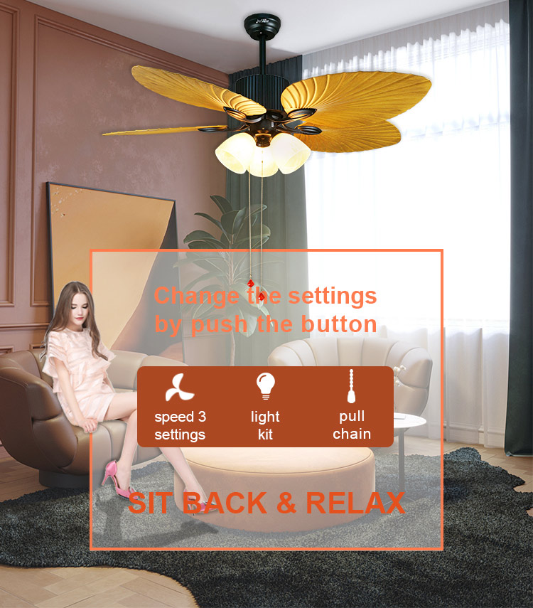 Living Room Functionality Decorative Design 52 Inch ABS Blades Ceiling Fan with Light