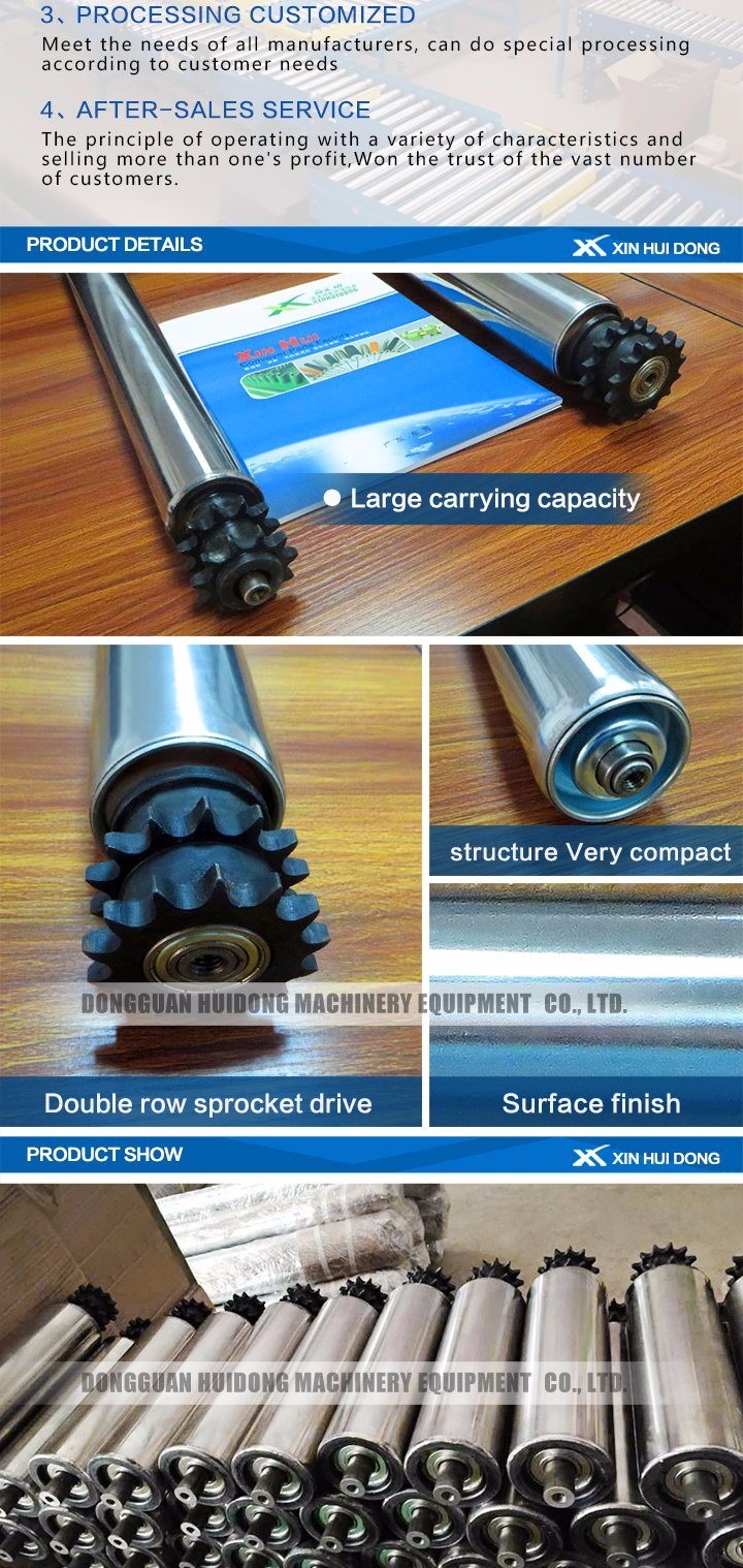 Adjustable Chain Driven Roller Conveyor With Drum Motor Roller For Food Industry