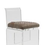 Modern Armless Clear Acrylic Bar Stools Bar Chair With Brown Leather Cushion