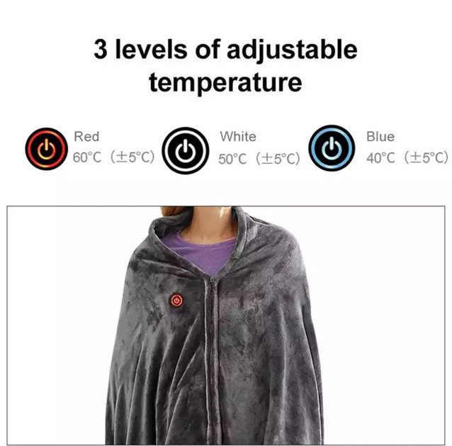 Electric Outer Shawl Blanket Coral Velvet Warm Wrap Cape Cloak Usb Charging Heating Blanket Cold Insulation Blanket