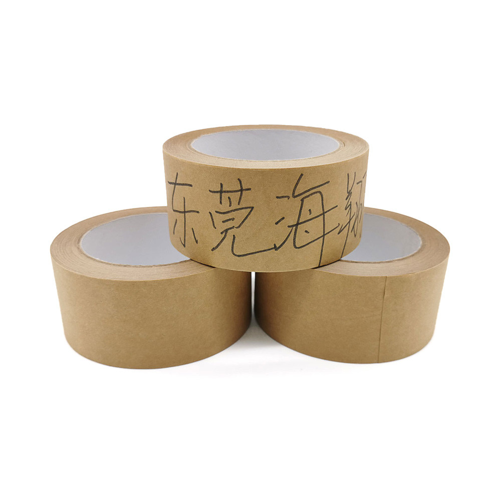 Brown Reinforced Gummed Kraft Paper Tape Handwriting Fiber Jumbo Rolls Waterproof