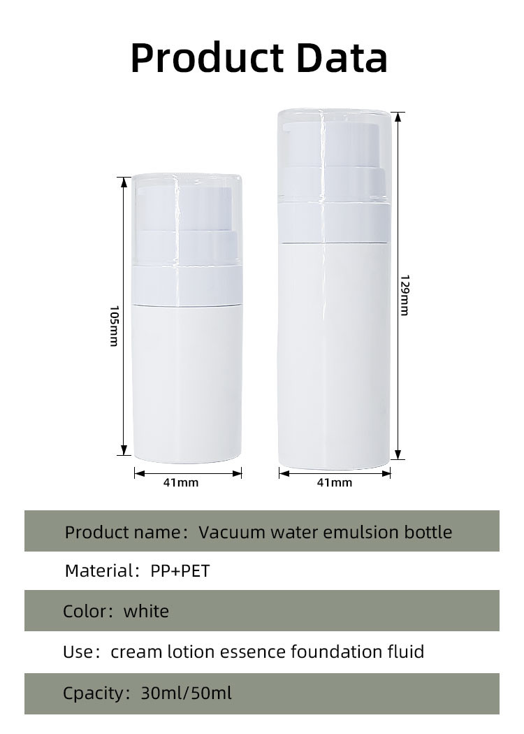 Reusable Airless Pump Bottles For Creams Lotions Refillable System 30ml 50ml