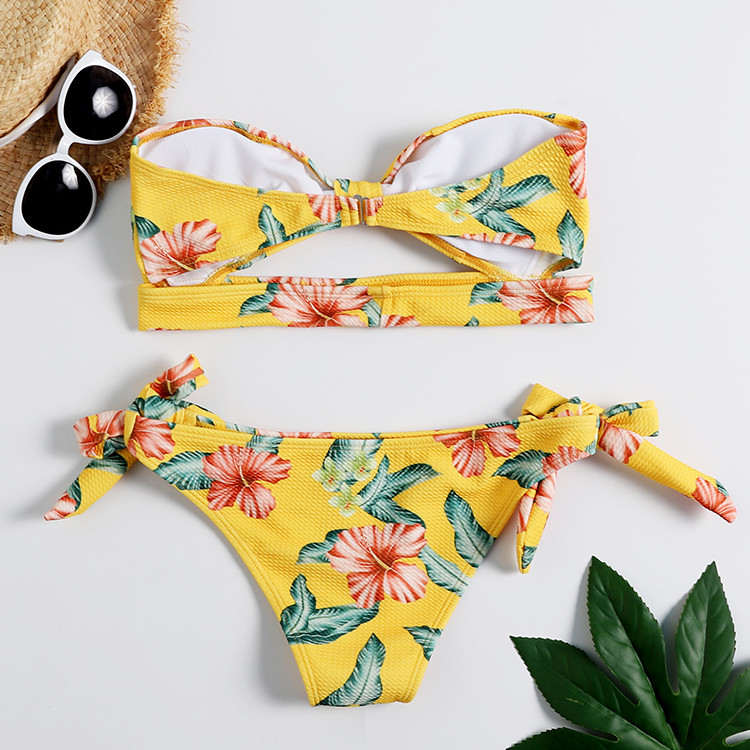 Tiered Layer Tie a Knot Front Top With Low waist Bikini swimsuit high cut