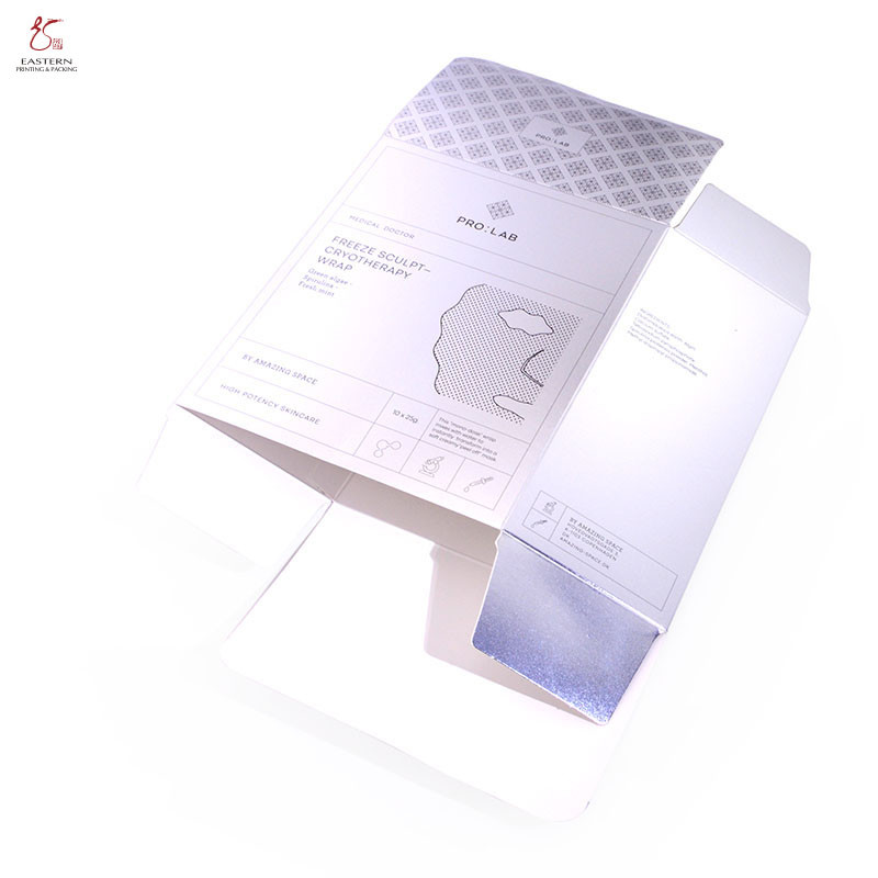 Custom Printed Silver Cardboard Cosmetic Packaging Box | Mask Packaging Box Manufacturer