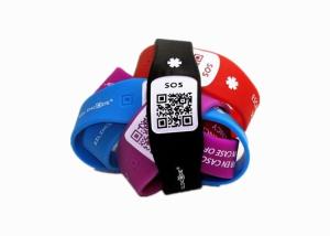 Wholesale SOS QR Code Custom Silicone Wristbands , Silicone Medical ID Bracelets For Women / Men from china suppliers