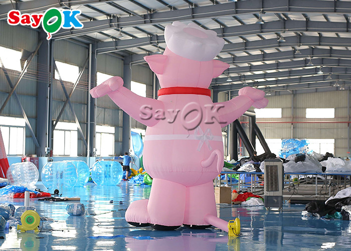 4m 13ft Mascot Pink Blow Up Cartoon Characters Pig Cook Model For Restaurant Opening Decoration