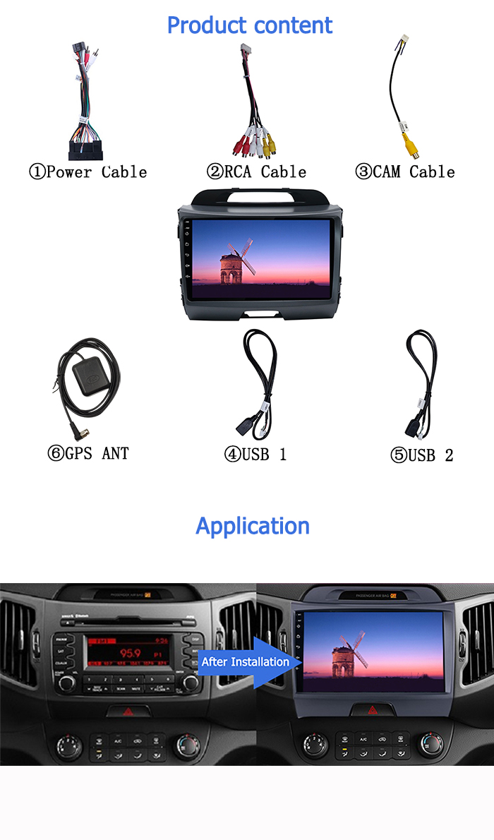 9 Inch 1 Kia Car Stereo Android 9.1 Single Din Car Stereo BT WIFI GPS Navigation