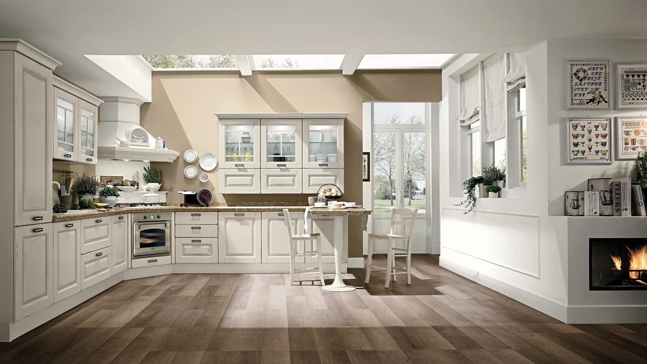 Luxury Primery Solid Wood Kitchen Cabinets In L Shape And With Tall Cabinet