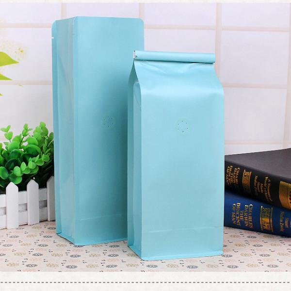 Half Pound Coffee Bean Packaging Bags , Zipper Coffee Pouch Bags Flat Bottom 90