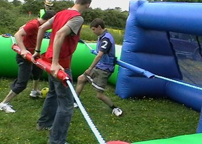 Human Table Football Team Game , Green Inflatable Interactive Games 40x20Ft