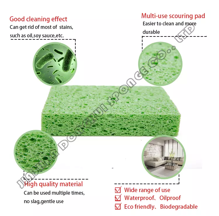 Multi Purpose Cellulose Sponge Scourer Customized Kitchen Cellulose Sponge Eco Friendly