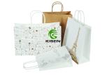 Disposable Kraft Paper Shopping Bags White Color Eco Friendly Offset Printing