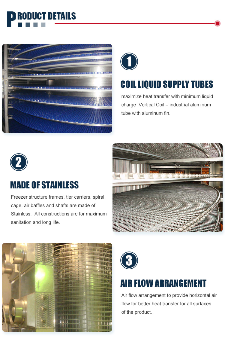 Long Life Low Maintenance Spiral Belt Freezer , Ss304 Vertical Cooling Conveyor For Sale