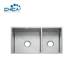 Wholesale Handmade kitchen Sinks SUS304 Double Bowl stainless steel Kitchen Sinks from china suppliers