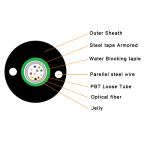 Outdoor Uni Tube Armored Duct Fiber Optic Cable Singlemode 12C 16C 24C PE Jacket